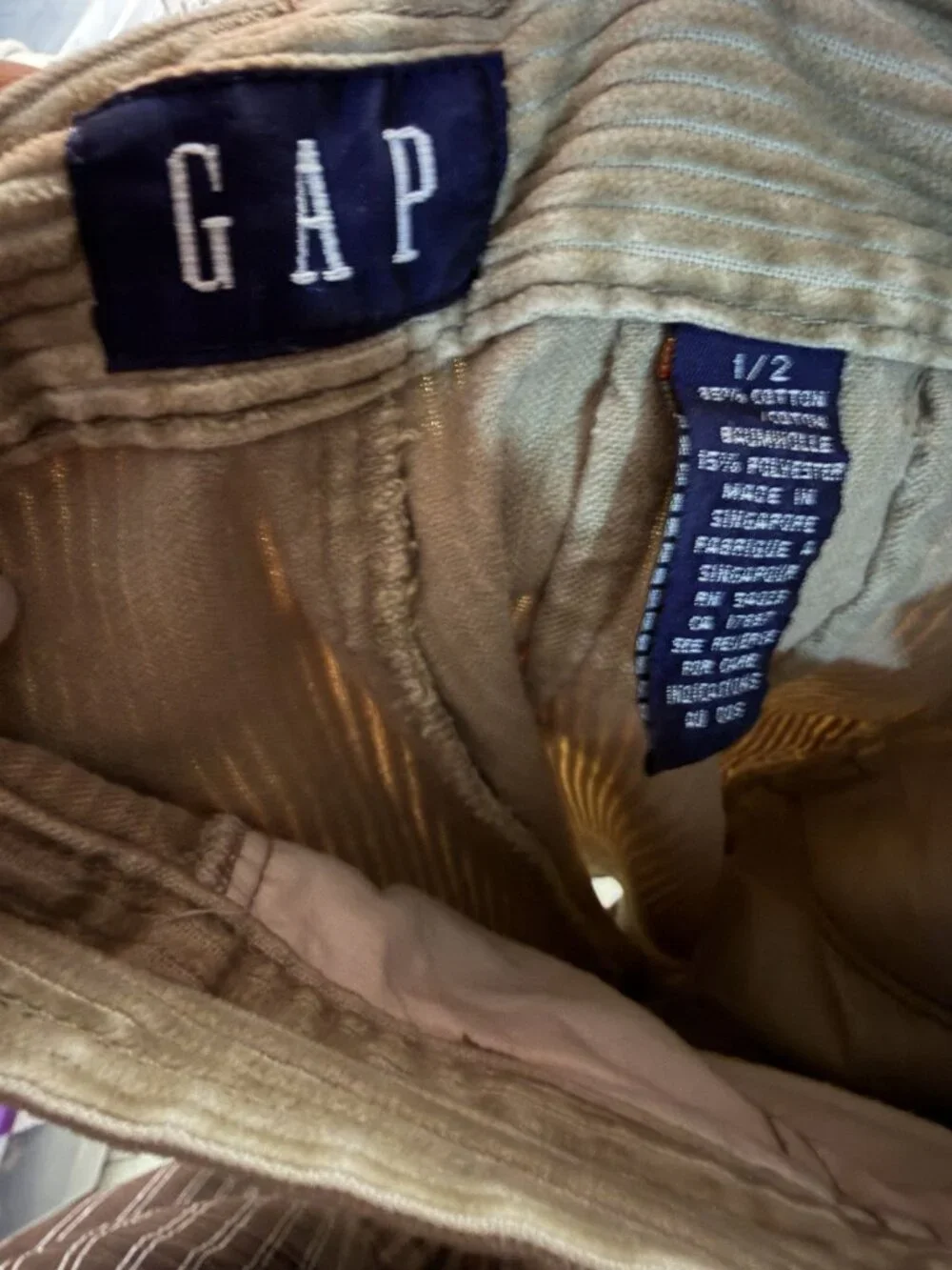 Gap Tan Brown Corduroy Pleated High-Rise Pants Women's Size 1/2 - Picture 2 of 8